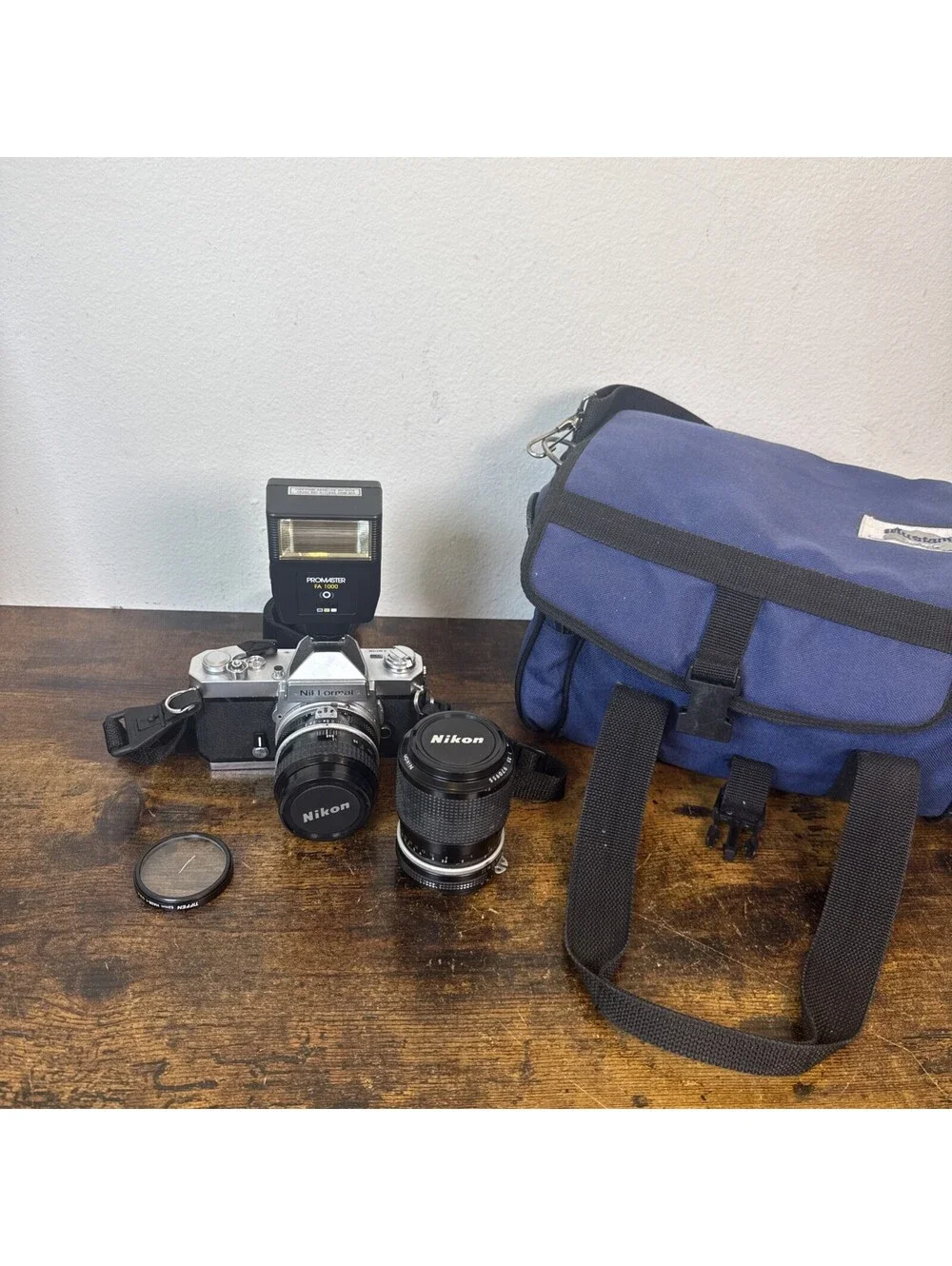 Nikkormat 35mm Film Camera Bundle 43‑86mm Zoom + 50mm Lens Flash Bag Tested